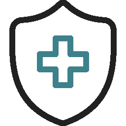 an icon of a shield with a medical cross in it