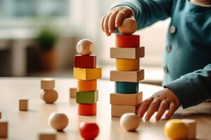 child playing with blocks